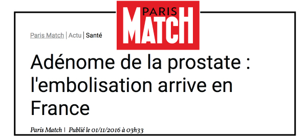 Lire l’article Paris Match sur l’embolisation de l’artère prostatique