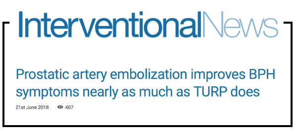 Lire l’article InterventionalNews sur l’embolisation de l’artère prostatique. 21/06/2018